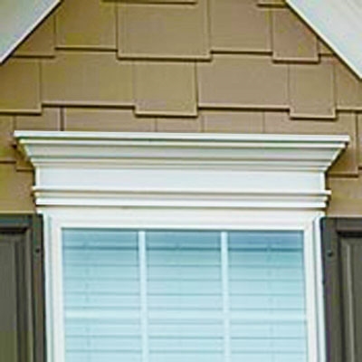 72" - Custom No Rot PVC Pediment And Window Header With Crown Moulding And Base Trim