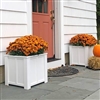 12" x 12" x 12" Daisy Decorative Square PVC Planter With Vertical And Horizontal Trim