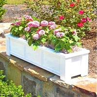 48" Daisy Self Watering PVC Rectangular Planter Box With Corner Legs And Horizontal Trim