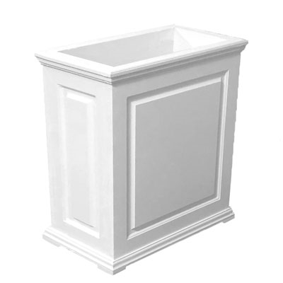 24"Long x 30"High x 18"Wide Manhattan Deluxe White Decorative PVC Planter With Raised Panel Design