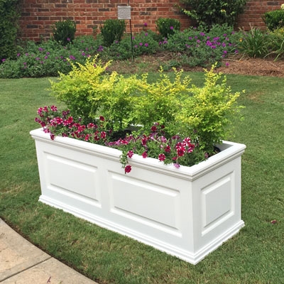 36"Long x 18"High x 18"Wide Manhattan Deluxe White Decorative PVC Planter With Raised Panel Design