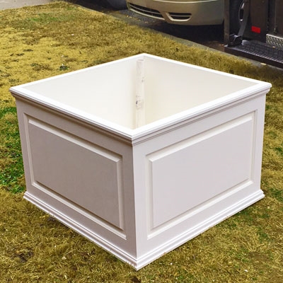 36" x 24" x 36" Manhattan Deluxe White Decorative PVC Planter With Raised Panel Design