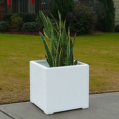 18" x 18" x 18" Modern Plain, Simple Square Planter For Outdoors In White