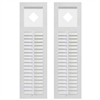 Pair of White Unpainted Louver Composite PVC Exterior Shutters with Cutout