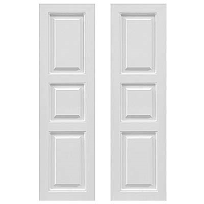 Pair of White Unpainted Raised Panel 40/20/40 Composite PVC Exterior Shutters