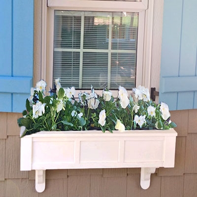 42" Daisy No Rot Self Watering PVC Window Box With Vertical, Horizontal And Corner Trim