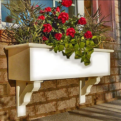 30" Cunningham Self Watering No Rot PVC Window Box With 2 Craftsman Brackets