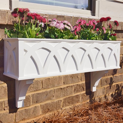 48" X Pattern PVC Window Box Planter/Flower Box with 2 FREE Brackets