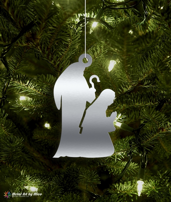 Metal Mary & Joseph Tree Ornament