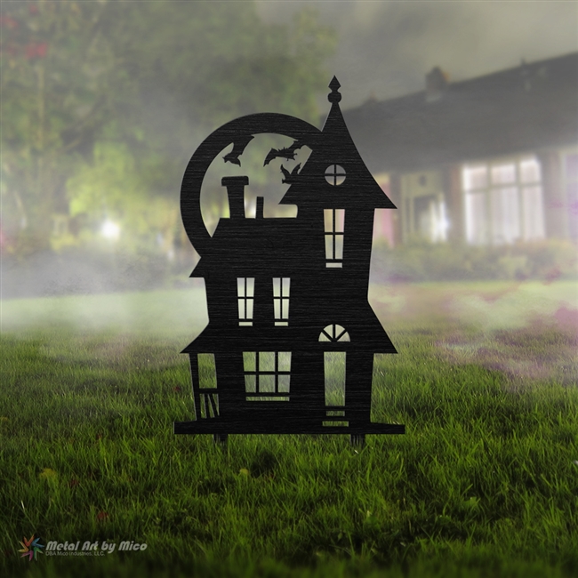 Haunted House Metal Yard Ornament