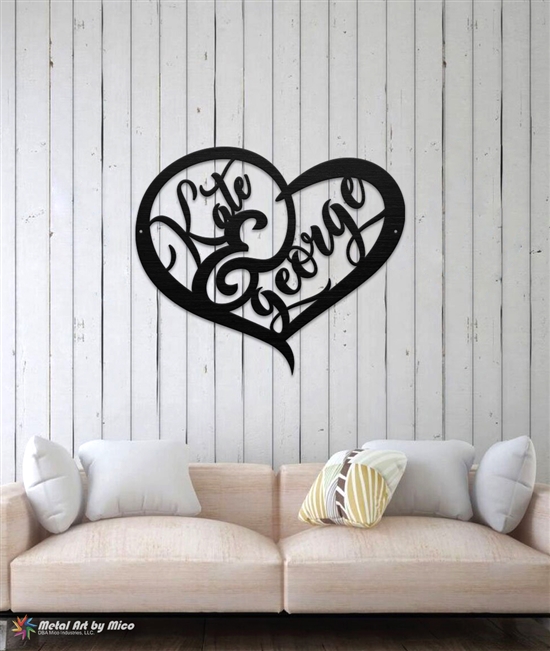 Couple's Heart Metal Sign