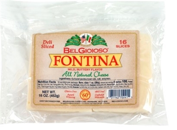 BelGioioso Sliced Fontina Cheese 12/1# Shingle Packs