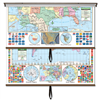 US/World Primary Combo Classroom Wall Map on Roller w/ Backboard