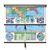 US/World Essential Combo Classroom Wall Map on Roller w/ Backboard