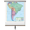 Essential Continent Wall Map Set on Roller w/ Backboard; 5-Map Set