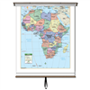 Eastern Hemisphere Primary Wall Map Set on Roller w/ Backboard; 3-Map Set