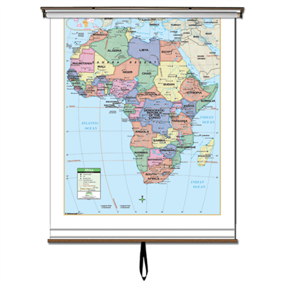 Eastern Hemisphere Primary Wall Map Set on Roller w/ Backboard; 3-Map Set