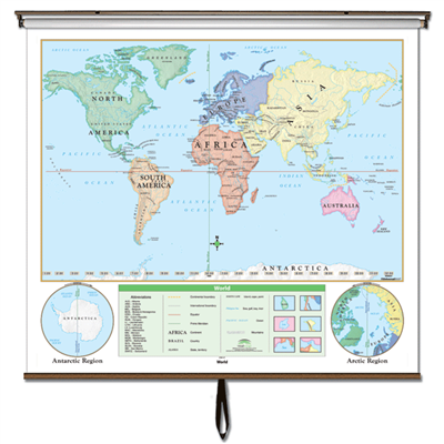 World beginner Classroom Wall Map