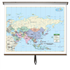 Asia Primary Classroom Wall Map on Roller w/ Backboard