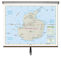 Antarctica Essential Classroom Wall Map on Roller w/ Backboard