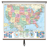 US Essential Classroom Wall Map on Roller w/ Backboard
