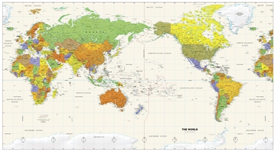 Pacific Centered World by Globe Turner 61 x 34