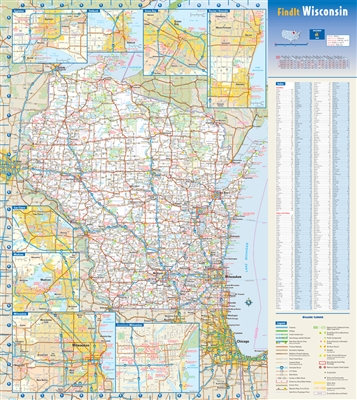 Wisconsin Wall Map by Globe Turner.