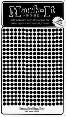 600 black 1/8" map stick-on map dots