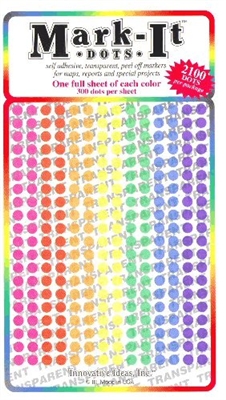 600 Mixed Colors Transparent 1/8" map stick-on map dots