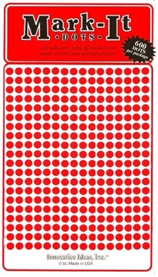 600 RED 1/8" map stick-on map dots