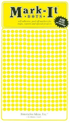 600 Yellow 1/8" map stick-on map dots