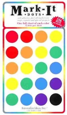stick-on dots 3/4" map stickers mixed colors