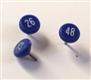 Dark blue numbered map pins by Moore Map Tack. 100/box. 1/4" head and 5/16" shaft length.