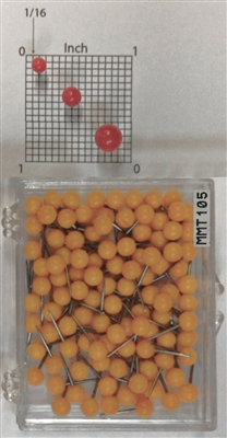 Yellow, medium, round-head MAP PINS 100/box. 1/8" head and 5/16" shaft length.