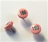Pink numbered map pins by Moore Map Tack. 100/box. 1/4" head and 5/16" shaft length.