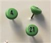 Light Green numbered map pins by Moore Map Tack. 100/box. 1/4" head and 5/16" shaft length.