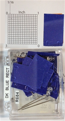 #r600 series  dark blue, rectangular shaped map pins / flags. 25 to box. 1/8" clear headed pin