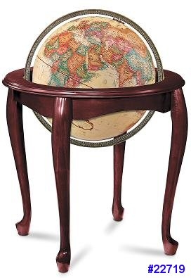 QUEEN ANNE 16" INCH GLOBE ANTIQUE OCEAN