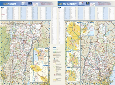 New Hampshire and Vermont State Wall Map by Globe Turner