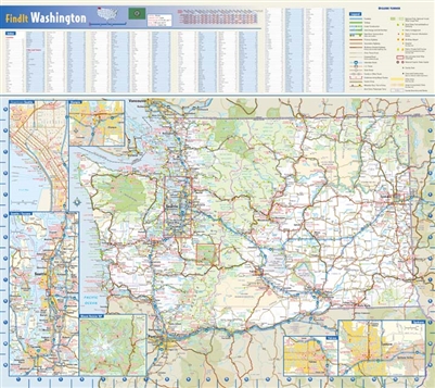 Washington Wall Map by Globe Turner.