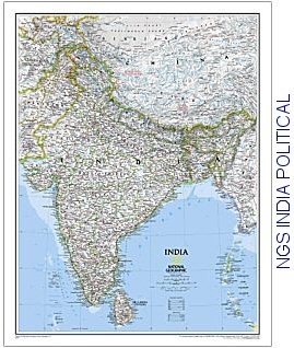 National Geographic map of India, â€‹Sri Lanka, Nepal, Bangladesh, Bhutan, Tajikistan