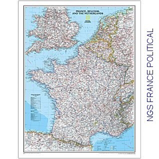 National Geographic map of France, Belgium, The Netherlands, Luxembourg