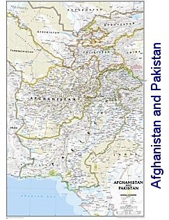 National Geographic Afghanistan and Pakistan political map sale