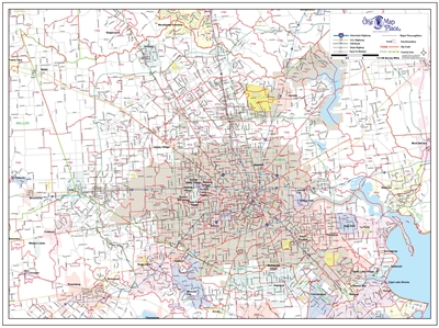 Houston, Harris County Zip Code wall map