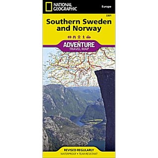 Southern Sweden and Norway fold map national geographic adventure map