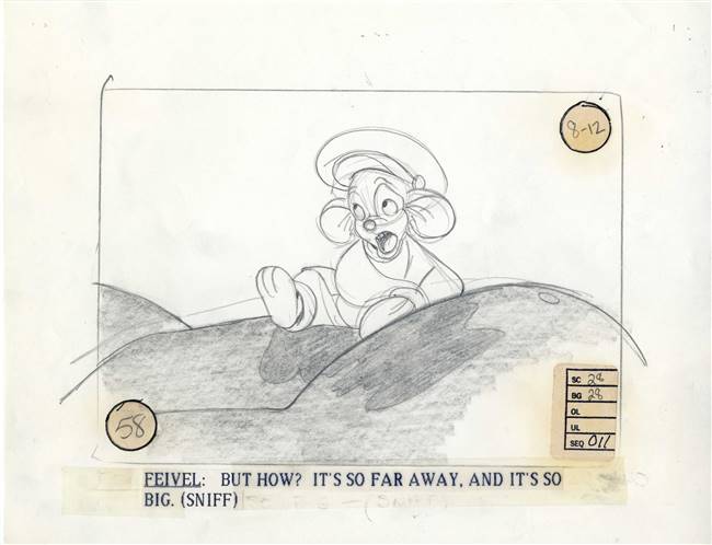 Original Storyboard of Fievel from American Tail (1986)