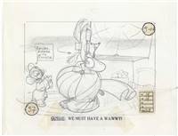 Original Storyboard of Fievel and Gussie from American Tail (1986)