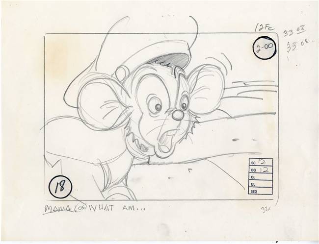 Original Storyboard of Fievel from American Tail (1986)