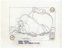 Original Storyboard of Fievel and Papa from American Tail (1986)
