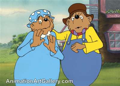 Production Cel with Matching Drawing of Mama Bear and Papa Bear from The Berenstain Bears' Christmas Tree